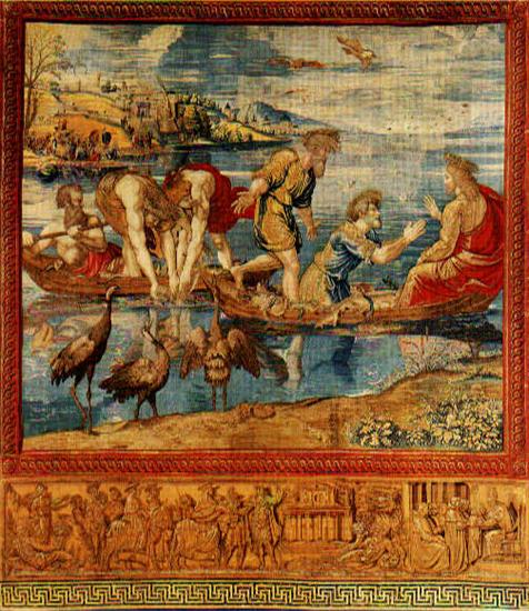 Rafael Santi - Rafael - Arrasy - Cudowny połów ryb mały 1515-1516 kartony - wykonanie Pieter van del Aelst 1518.bmp