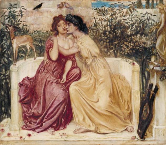 Lesbijki, Geje w sztuce. Galeria - Sappho and Erinna in a Garden at Mytilene 1864, S. Solomon.jpg