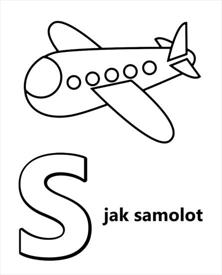 Kolorowanki dla dzieci - alfabet-s-jak-samolot.jpg