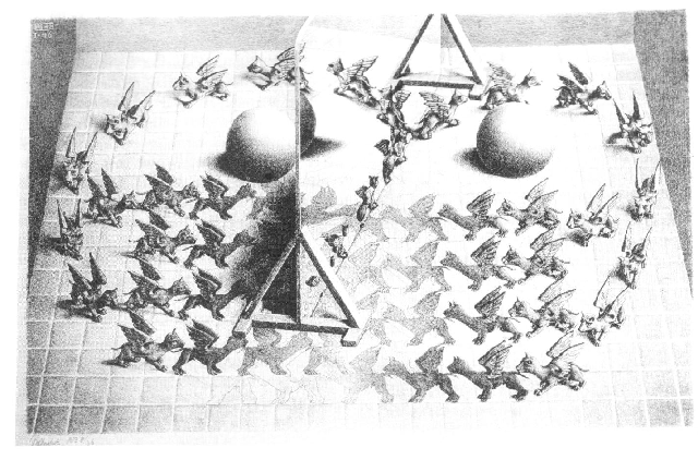 Escher - M.C. Escher - Magic Mirror.gif