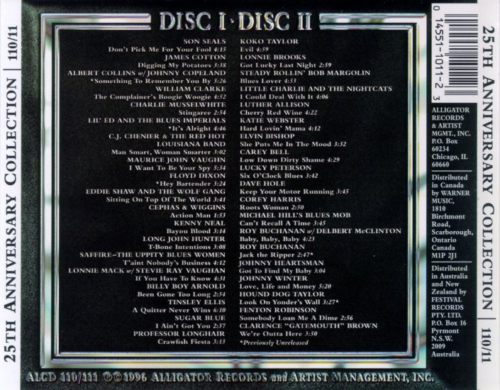 1996. Alligator Records 25th Anniversary Collection - Various Artists - 2 CD 1996 - back.jpg