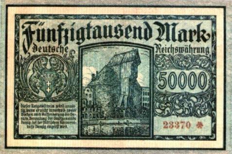 banknoty Emisja Senatu Wolnego Miasta Gdańsk-waluta marka-niektóre mają dwa nominały - rv_50tys_marek_a20marzec1923.jpg