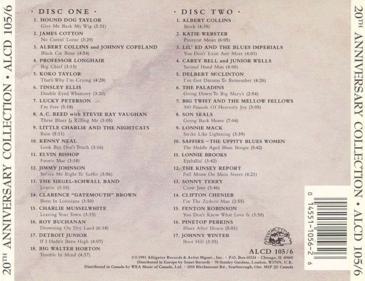 1991. Alligator Records - 20th Anniversary Collection - Various Artists - 2 CD 1991 - Back.jpg