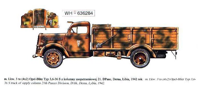 Opel Blitz - barwy kamuflażowe - Libia, 1942.jpg
