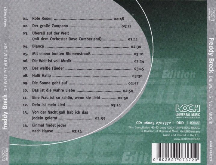 Die Welt ist voll Musik 2009 - Freddy Breck - Die Welt ist voll Musik - Silber Edition - 2009 - back.jpg
